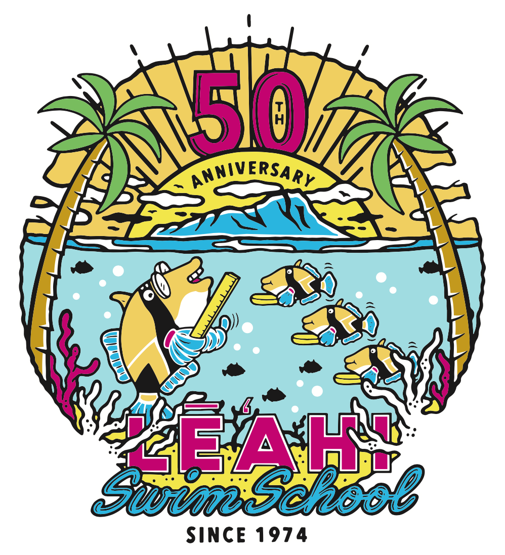 Lē‘ahi Swim School 50th Anniversary Logo